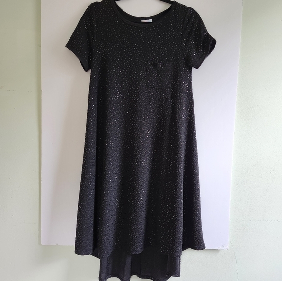 LuLaRoe Carly Hi-Low Black Sparkle Swing Dress Size X-Small - Picture 1 of 8